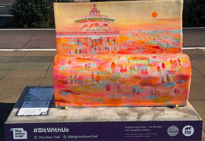 charity bench showing Brighton for Amaze